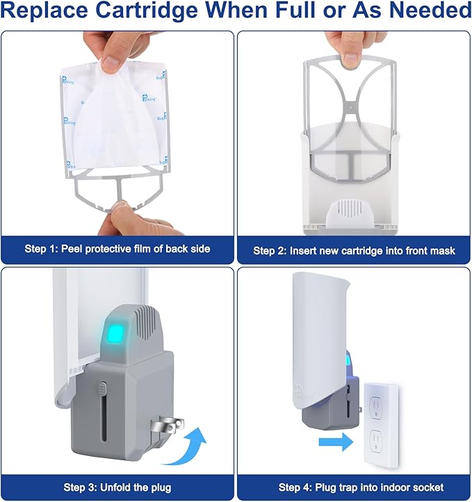 Flying Insect Trap, Plug-in UV Light for Gnats, Fruit Flies and Houseflies, Silent Sticky Catcher for Indoor Use, 2 Devices & 6 Refills