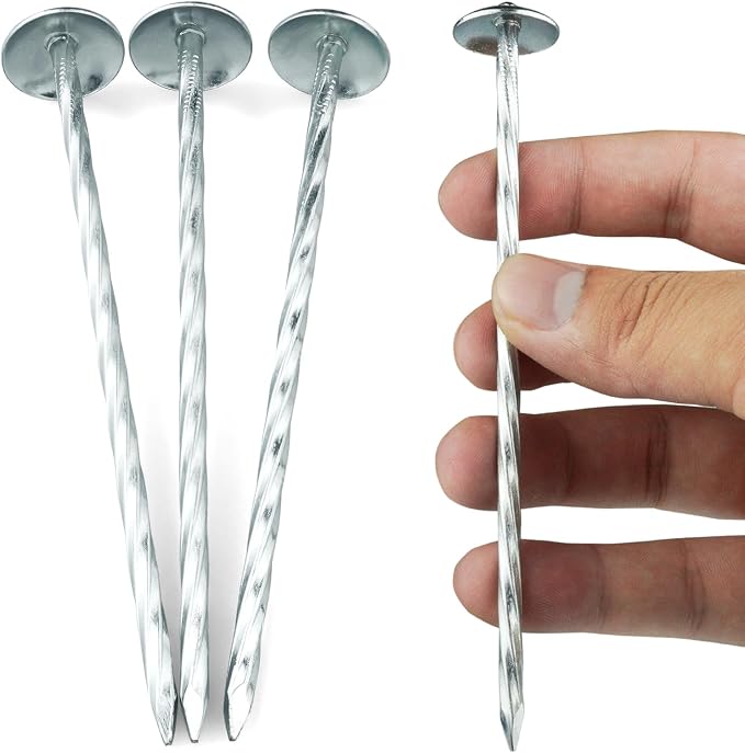Landscape Stakes - Garden Edging Spikes Pins - New Umbrella-Type Design 5'' Galvanized Lawn Staples for Weed Barrier Fabric, Tent, Etc (50)
