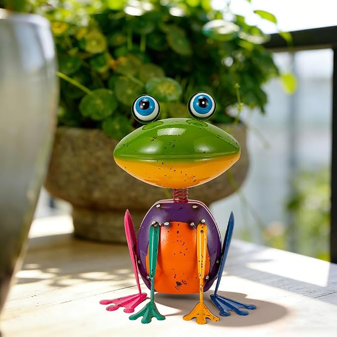 Frog Garden Decor Metal Yard Art | Rustproof Garden Statues Outdoor Figurines for Patio Porch Lawn Gardening Gifts