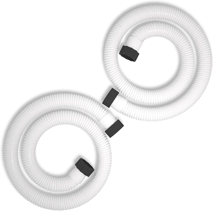 1.5" x 59" Pool Hose Replacement, Pack of 2 - Compatible with Above Ground Pools Filter Pump Hoses, Sand Filters, Saltwater Systems (1,500-2,500 GPH), White