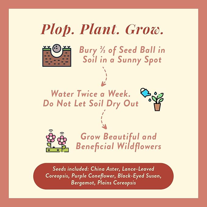 Modern Sprout Wildflower Seed Ball Poop - Eco-Friendly Gift - Non-GMO Hand-Rolled Clay Seed Bombs with Wildflower Seeds - Plop Plant & Grow Gardening Gift Set for All Occasions (Jingle Plop-Pack of 3)