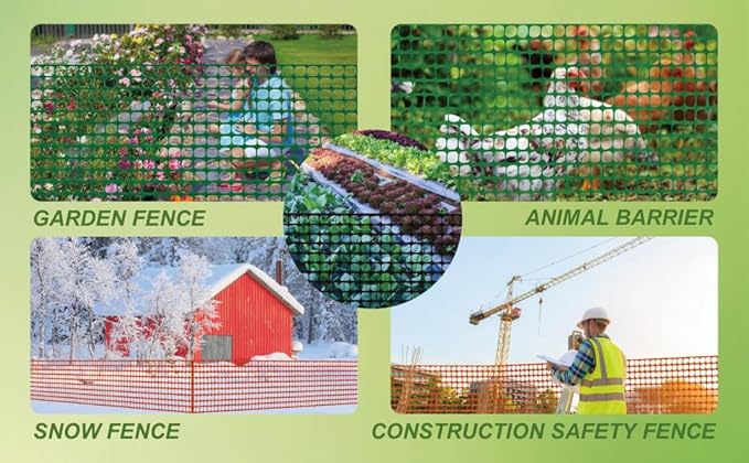 PotatoLife Plastic Mesh Fence Safety Fence, 4'x100' Roll with 100 Zip Ties, Resuable Temporary Netting for Garden Fencing, Construction, Snow Fencing, Animal Barrier, Poultry, Deer, Patio, Orange