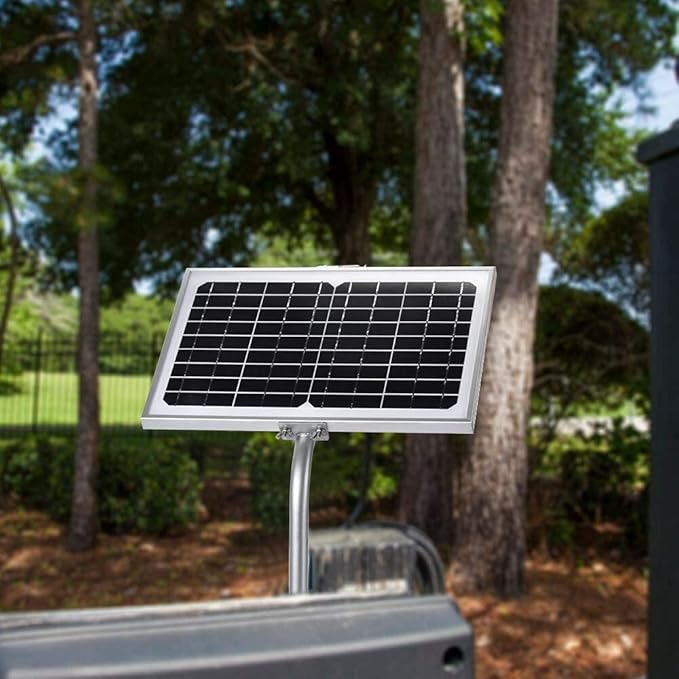 SUNER POWER 10 Watt Solar Panel Powered Charger Kit + Tubular Mount Bracket for Automatic Gate Opener, Electrical Fence, etc