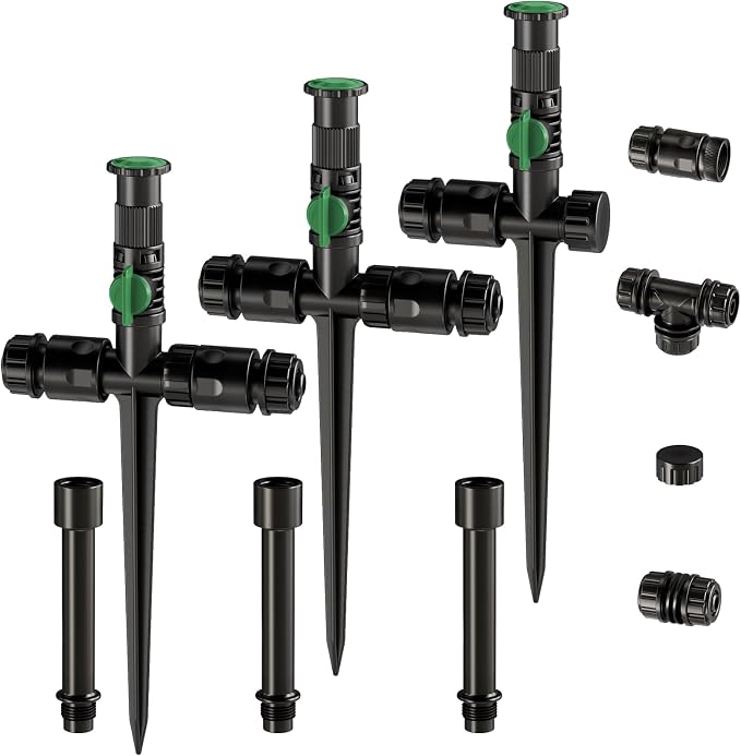 Flexible Sprinkler System, Above Ground DIY Irrigation Kit | Multi-Adjustable Lawn Sprinkler Set, Ideal for Plant and Flower Bed Watering (Garden Hose Not Included)