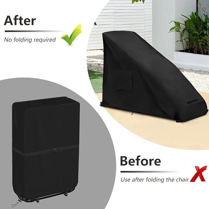 Zero Gravity Chair Cover XL,Outdoor Heavy Duty 600D Waterproof Zero Gravity Lounge Chair Cover,Patio Folding Zero Gravity Recliner Cover.black,39" L x 31" W x 45" H.