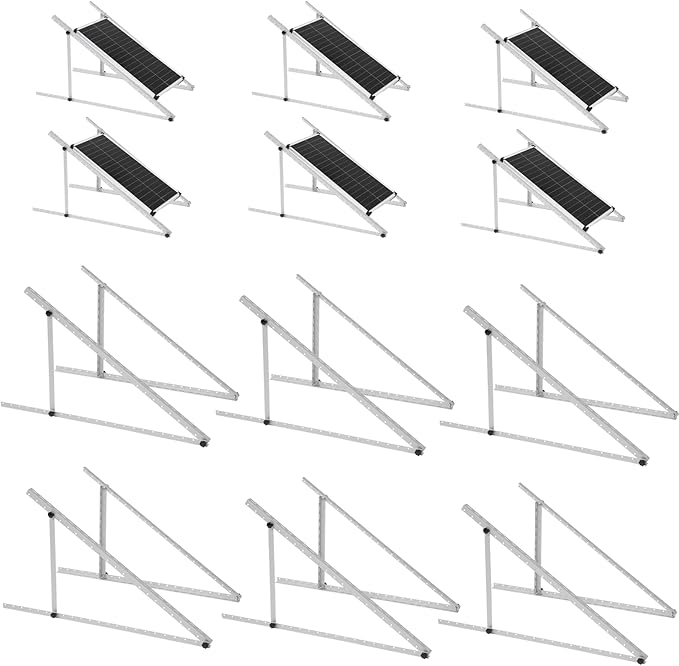 45 Inch 6 Sets Solar Panel Mounting Brackets Kit 0-90 Adjustable Solar Panel Tilt Mount Brackets for 100-400W Panels Windproof for Roof,RV,Ground,Boat and Off-Grid. (6Sets)