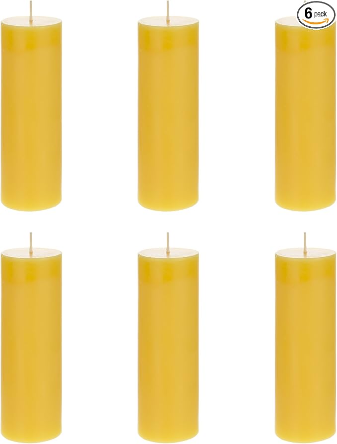 Mega Candles 6 pcs Scented Solid Citronella Pillar Candles, Hand Poured Wax Candle 2 Inch x 6 Inch, Indoor & Outdoor Use, Camping, Festivities, Events, Party Usage, Patio, Barbecue BBQ, Picnics