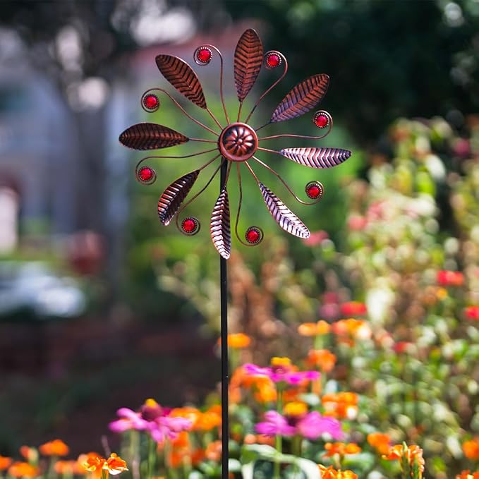 DREAMSOUL 10.6 Inch Small Wind Spinners Outdoor, Single Blade Wind Spinner Metal Pinwheels for Garden Lawn Decor