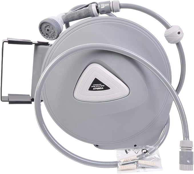 Retractable Garden Water Hose Reel Storage Gun Rewind Wall Mount 32Feet/65Feet/100Feet (100 Feet)