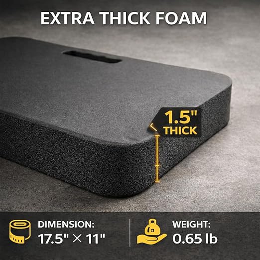 Gardzen Extra Thick Kneeling Pad for Gardening and Work, 1.5 Inch Soft NBR Foam Knee Cushion for Bathing Baby, Large Kneeler Mat for Yoga Exercise, 18x11 Inch, Black