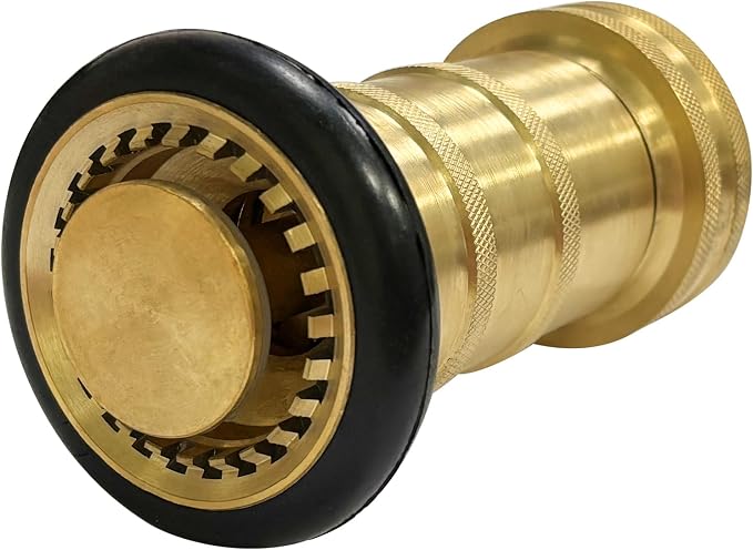 SAFBY Fire Hose Nozzle Brass Fire Equipment Spray Jet Fog (1" NPT/NPSH)