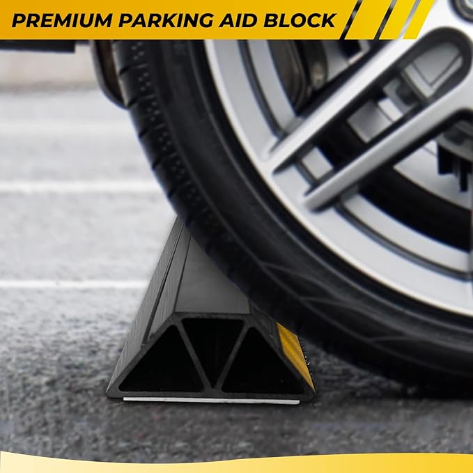 HOXWELL (New Updated 18" 2 Packs Heavy Duty Parking Stopper for Garage, Parking Gadgets Protects Car, Parking Aid Easy to Install 2 PCS, 18" L x 3.7" W x 1.8" H