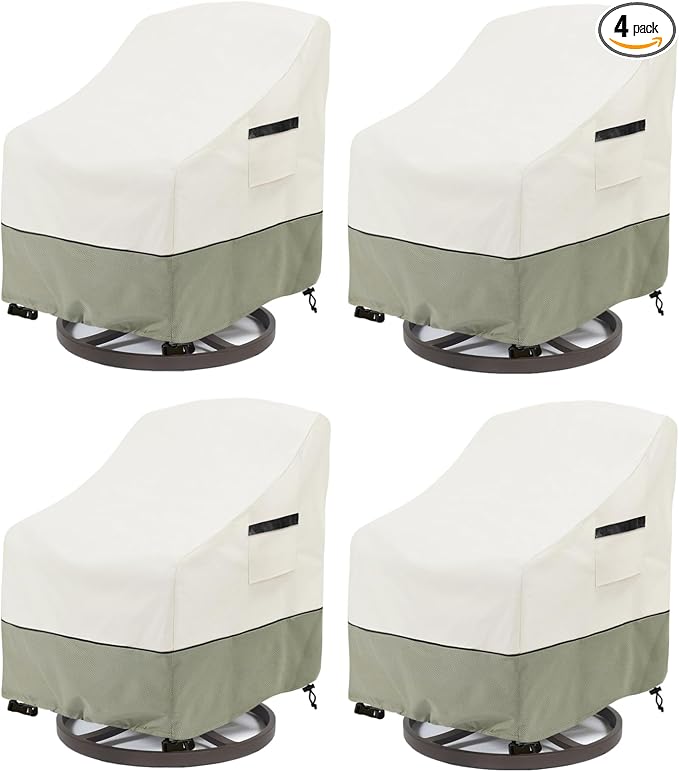 Patio Swivel Chair Cover 4 Pack,Waterproof Heavy Duty Outdoor Chair Covers,Outdoor Swivel Chair Cover for Patio Furniture Covers(35 W x 37 D x 36 H inches),Beige