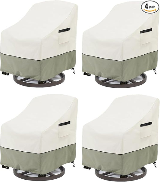 Patio Swivel Chair Cover 4 Pack,Waterproof Heavy Duty Outdoor Chair Covers,Outdoor Swivel Chair Cover for Patio Furniture Covers(33 W x 35 D x 36 H inches),Beige