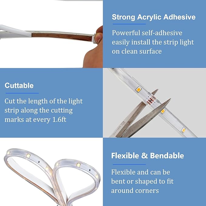 50Ft Solar Strip Lights Outdoor, Waterproof LED Light Strip Auto On/Off, Rechargeable Strip Lights 8 Mode with Remote Timer Acrylic Tape for Deck Patio Pool Pathway Camping Decor (Cool White)