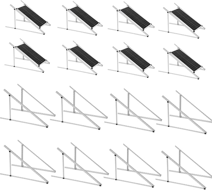 45 Inch 8 Sets Solar Panel Mounting Brackets Kit 0-90 Adjustable Solar Panel Tilt Mount Brackets for 100-400W Panels Windproof for Roof,RV,Ground,Boat and Off-Grid. (8Sets)