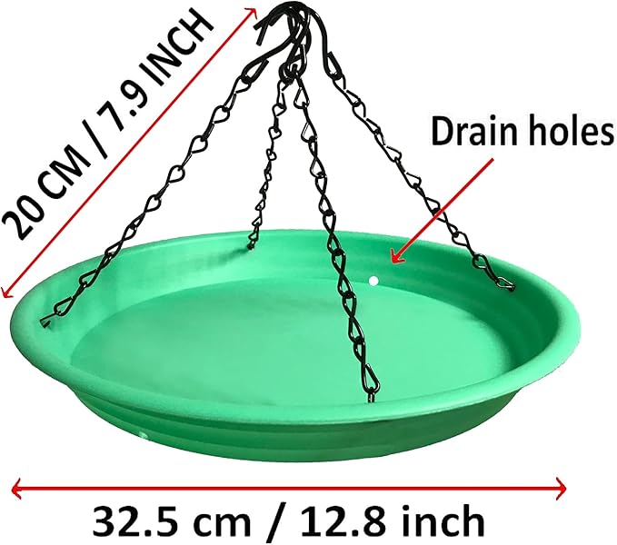Large Hanging Bird Feeder Tray, Platform Seed Tray for Bird Feeders, Outdoor Garden Decoration for Backyard Attracting Wild Birds - Green