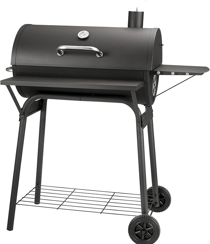 Kendane Barrel Charcoal Grill, Large Charcoal Grills with Front and Side Shelf, 627 Square Inches Cooking Grid, Outdoor BBQ Grill, Perfect for Backyard Camping, Patio Parties, and Picnics