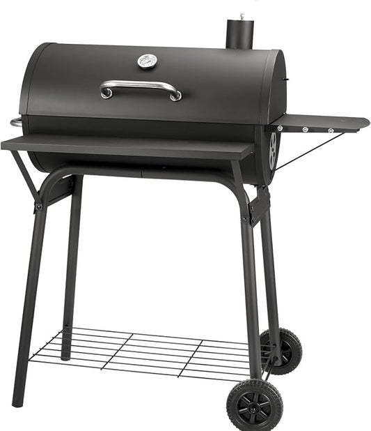Kendane Barrel Charcoal Grill, Large Charcoal Grills with Front and Side Shelf, 627 Square Inches Cooking Grid, Outdoor BBQ Grill, Perfect for Backyard Camping, Patio Parties, and Picnics