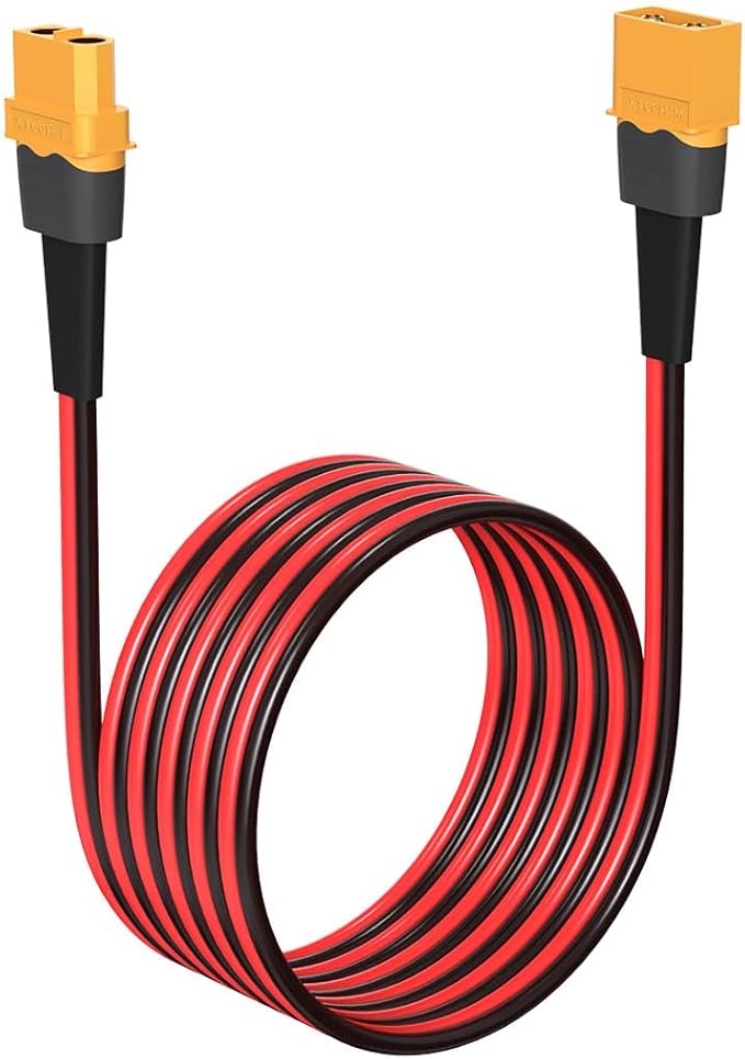 ELFCULB 12AWG 35FT XT60 Extension Cable 2 6 10 20 35 50 75 100FT XT60 Female to Male Connector for RC Battery Portable Power Station Solar Panel(35FT)