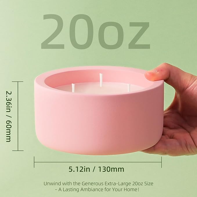 20oz Large Scented Candle - Blush Bloom, 3 Wick Soy Candle, Pink Decorative Ceramic Jar Candle, Non Toxic Home Fragrance Candle for Women, Bedroom, Bathroom, Living Room