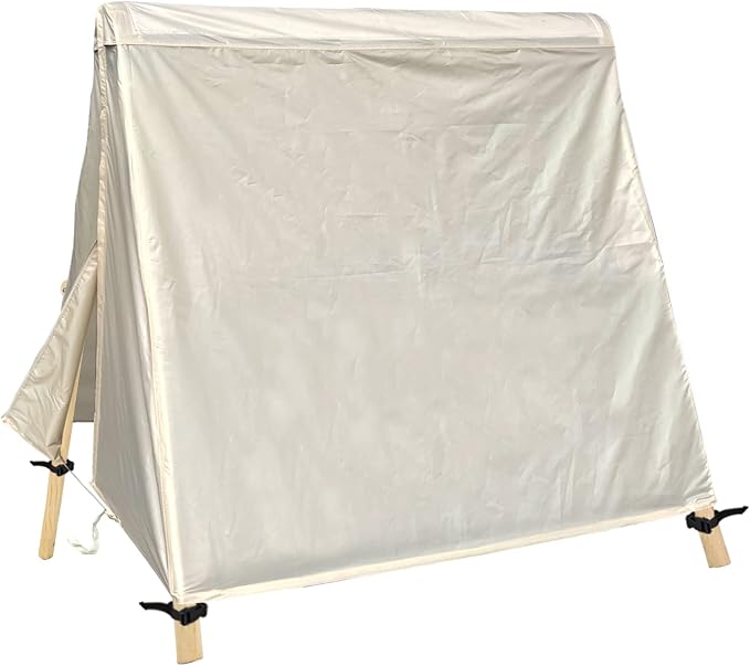 Patio Swing Cover A-Frame Swing Covers Waterproof 3 Seat UV Resistant Weather Protector for Outdoor Courtyard Patio Furniture(72x67x55inch) Beige
