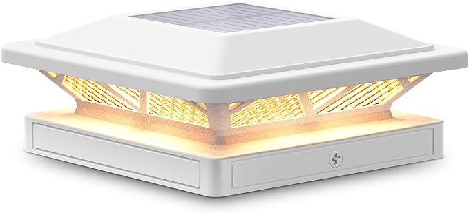 SIEDiNLAR Solar Post Cap Light 2 Modes 1 Pack, 3.5x3.5 4x4 4.5x4.5 5x5 Vinyl/Wooden Posts, Waterproof Outdoor Lighting for Fence Deck Patio Garden Decor, White/Warm (White)