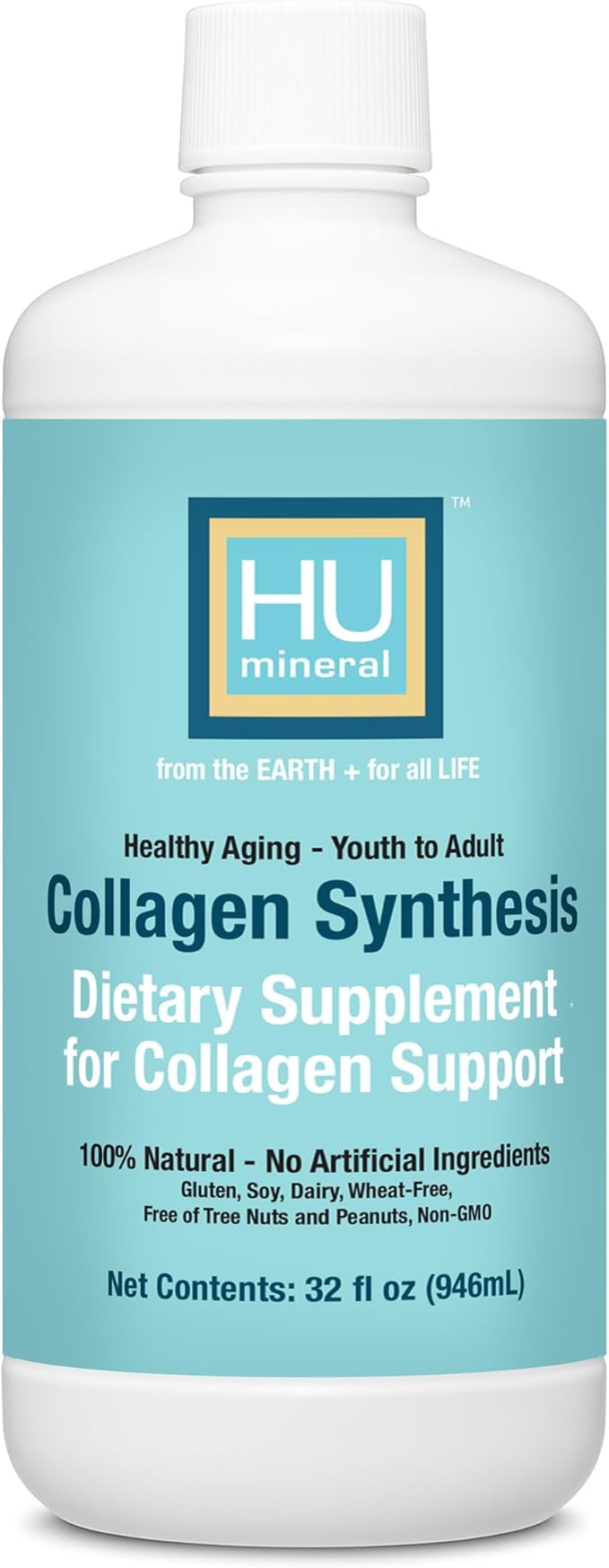 Collagen Synthesis – Plant-Based Liquid Collagen for Women & Men of All Ages, Youth to Adult - with Hyaluronic Acid, Biotin & Vitamin C – Supports Joint, Skin, Hair & Nail Strength – 32 oz