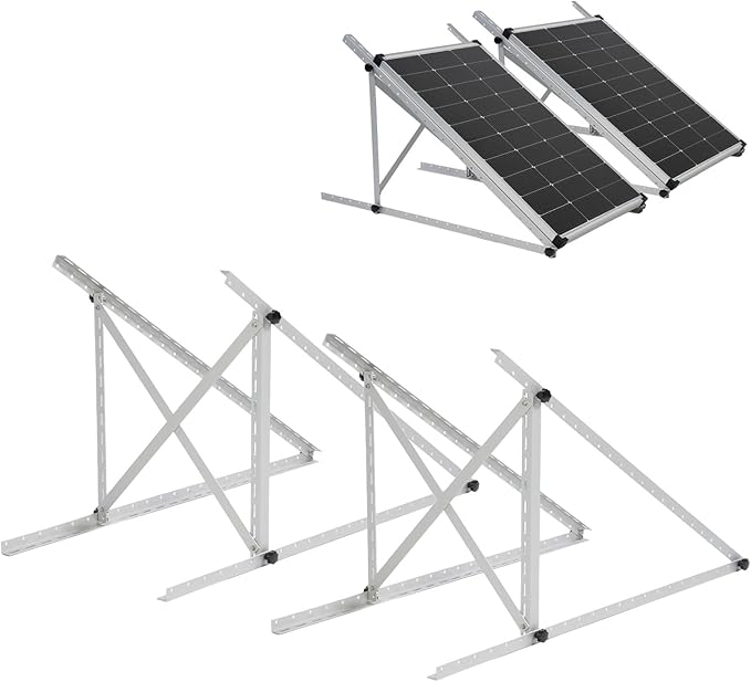 45 Inch 2 Sets Solar Panel Mounting Brackets Kit 0-90 Adjustable Solar Panel Tilt Mount Brackets for 100-400W Panels Windproof for Roof,RV,Ground, Boat and Off-Grid . (2Sets Upgrade)