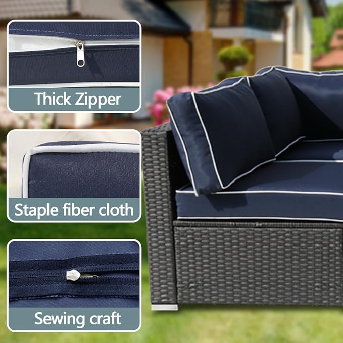 14Pcs Outdoor Cushion Covers Replacement Washable w/Zipper for 6-Seaters Sofa Patio Slipcovers Set Seat and Back Covers Only-25.6x25.6x3.9inch
