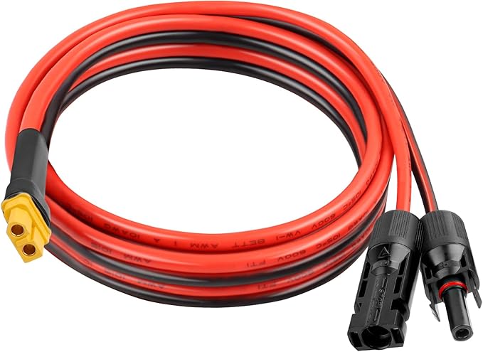 XRDS -RF Solar Connector to XT60 Cable 6FT, 10AWG Solar to XT60 Female Extension Cable, 600V Rated Power Cable for Solar Panels, Batteries, Power Stations – Heavy-Duty High Current Transfer