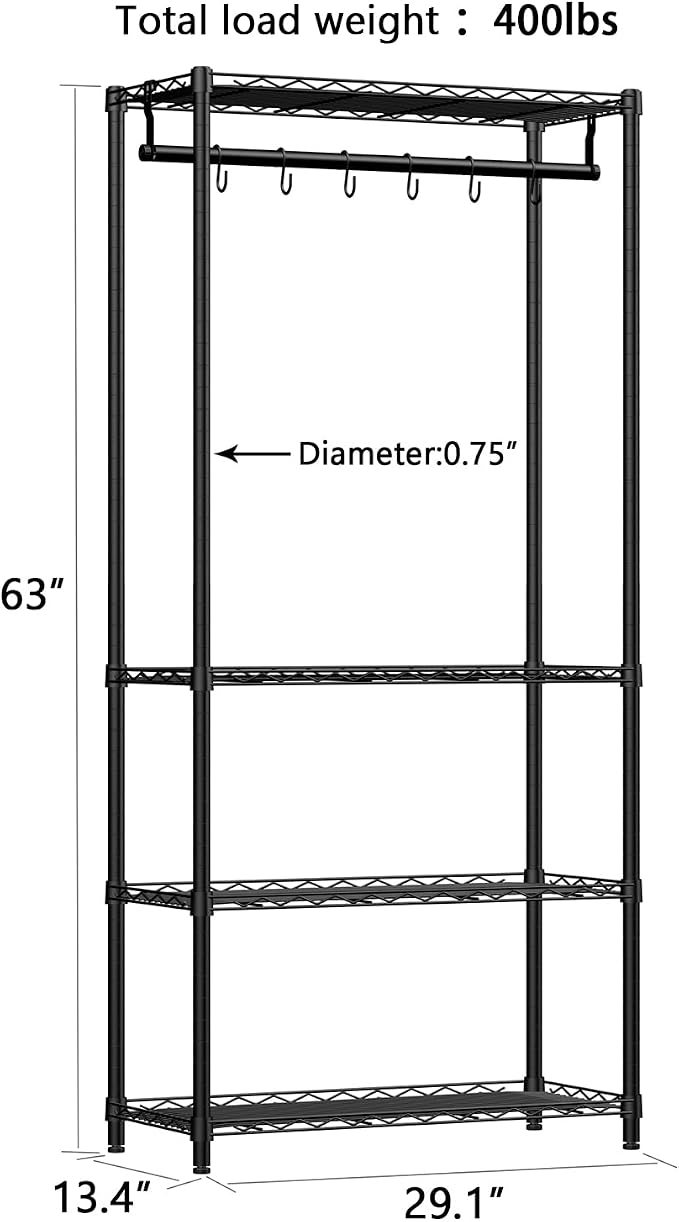 Xiofio Plant Shelf for Indoor Plants Outdoor,Metal Plant Stand,Tier Plant Stand,Adjustable Plant Shelves with Hanging Rod for Bedroom Living Room Balcony Garden,Black