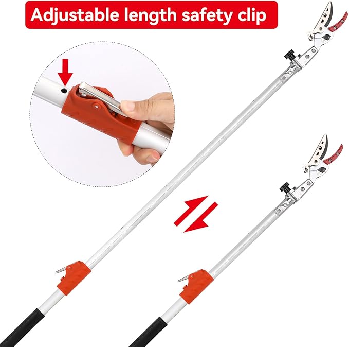 LeafLux Extendable Tree Cutter, 6.23-10.5 FT Telescopic Pole Pruner, Lightweight Aluminum Handle, Teflon-Coated Blade, Cuts Up to 1/2 Inch, Ideal for Fruit Picking & Tree Branch Cutting | LFX118
