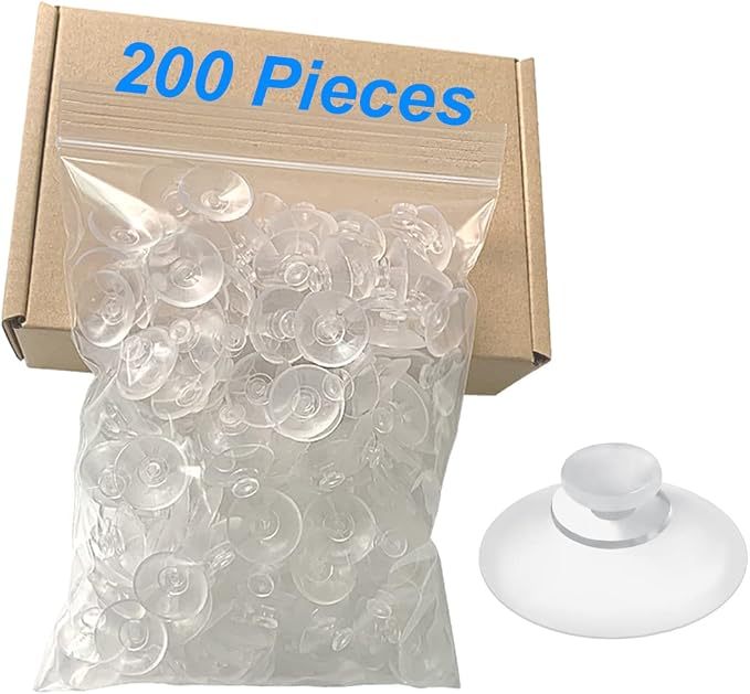 200 Pieces 0.8 inch Mini Clear Suction Cups for Glass, Without Hooks Without Holes, Plastic Sucker Pads for Festival Decoration Home Organization Window Car