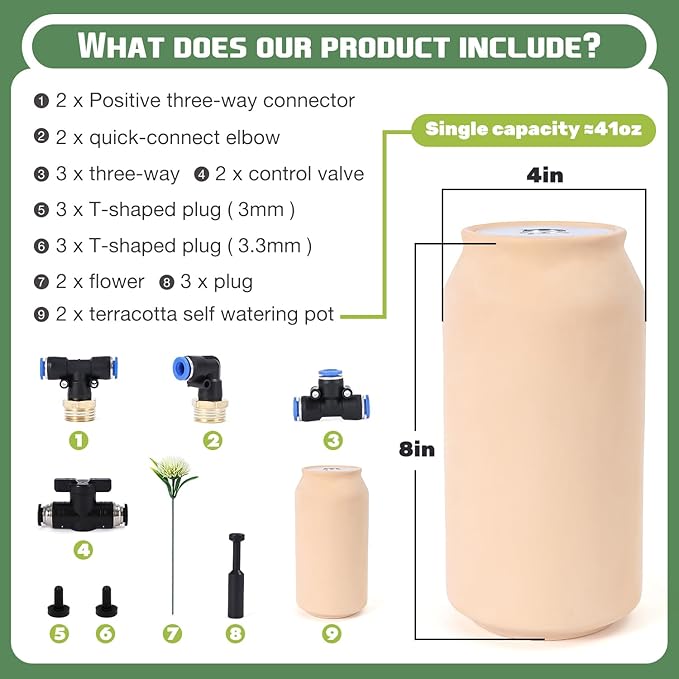 2pcs 4x4x8in 41oz Drip Irrigation System Olla Watering System Insert Devices for Vacation Garden Use Terracotta Olla Pots Classic Vacation Plant Watering Devices