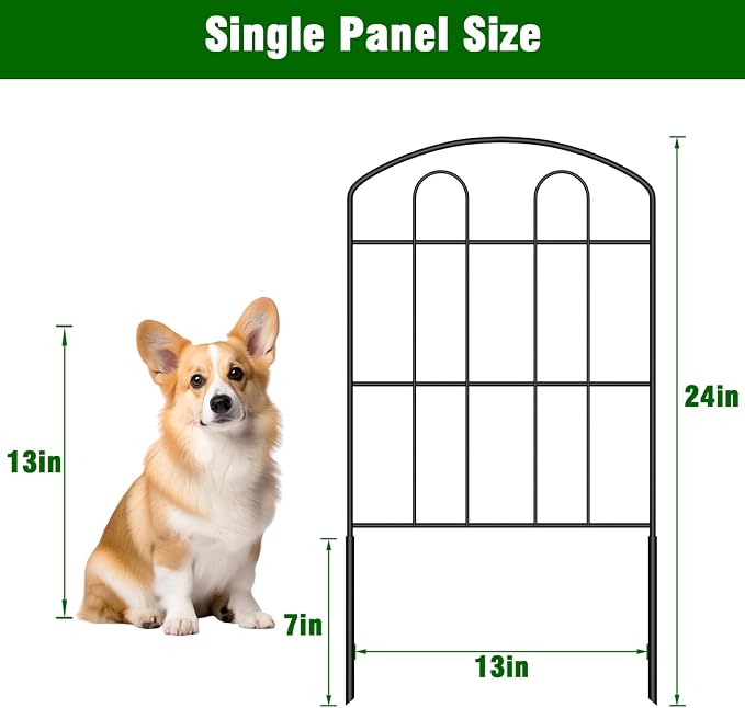 CADUKE 28 Pack Garden Fence Border, 24in(H) x 30ft(L) Metal Garden Fence, Rustproof No Dig Landscape Fence Panels, Arched Wire Flower Bed Fence, Animal Barrier for Dog Rabbit Yard Patio