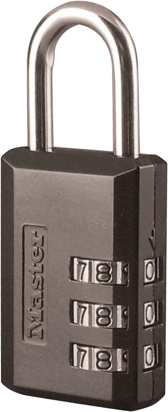 Greesum 31 Gallon Dark Grey Resin Deck Box for Patio Furniture Storage and Master Lock 1 Black Combination Padlock