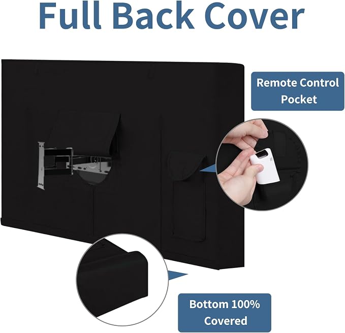 Easy-Going Outdoor TV Cover with Roll Up Front Flat for 40-43 inch, Waterproof and Weatherproof TV Cover for Flat Screen TV, Black