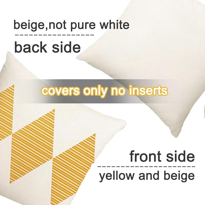 RABUSOFA Yellow and White Outdoor Pillows Waterproof,18x18 inch Boho Summer Outdoor Pillow Covers Set of 4 for Patio Furniture Sunbrella (2Y-18) (18"x18")