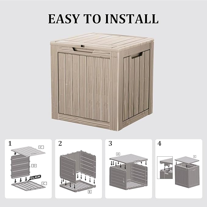 Outdoor Storage Deck Box Waterproof,45 Gallon Lockable Patio Package Delivery Bin as Seat, Resin Storage Container Bench for Furniture Cushions, Pool Accessories, Garden Tools, Grey