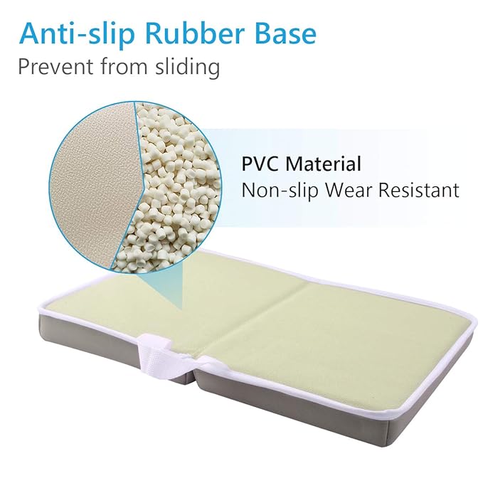 Bath Knee Pad - 1.5inch Extra Thick Bath Kneeling Pad Non-Slip Rubber - Foldable Bathtub Knee Mat Large Safety Bath Kneeler Pad for Baby Bathtime, Garden Work, Exercise - Gray