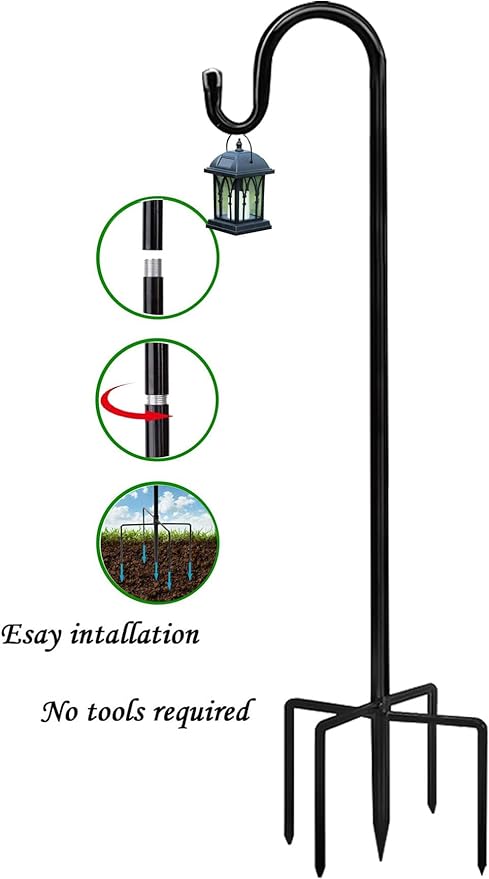 Bird Feeders Pole,Shepherds Hooks for Outdoor 1 Pack 36 Inch Bird Feeders for Outdoors with 5 Prongs Base Hanging Planters for Outdoor