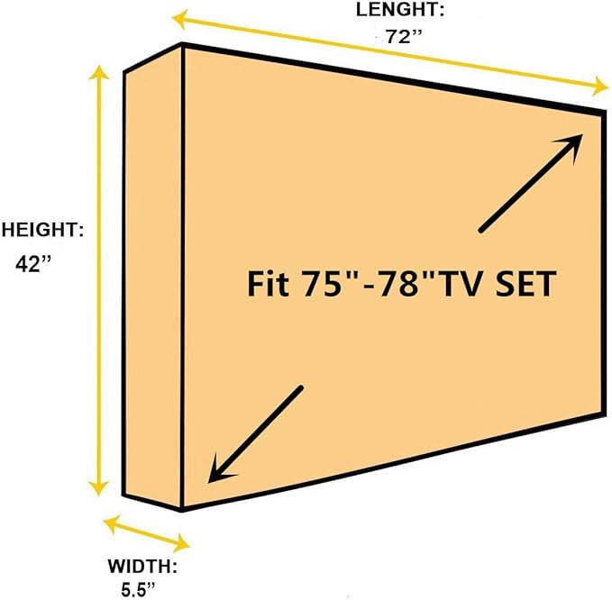 Outdoor 75"-78" TV Set Cover,Scratch Resistant Liner Protect LED Screen Best-Compatible with Standard Mounts and Stands (American Flag)