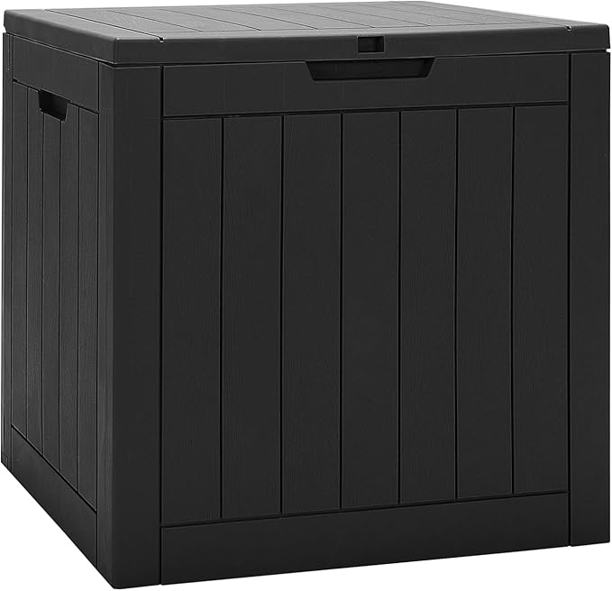 Giantex Deck Boxes Outdoor Waterproof - 30 Gallon Patio Storage Box with Lockable Lid, Built-in Handles, Storage Bin for Poolside, Package Delivery, Cushions, Garden Tools, Outside Storage Box (Black)