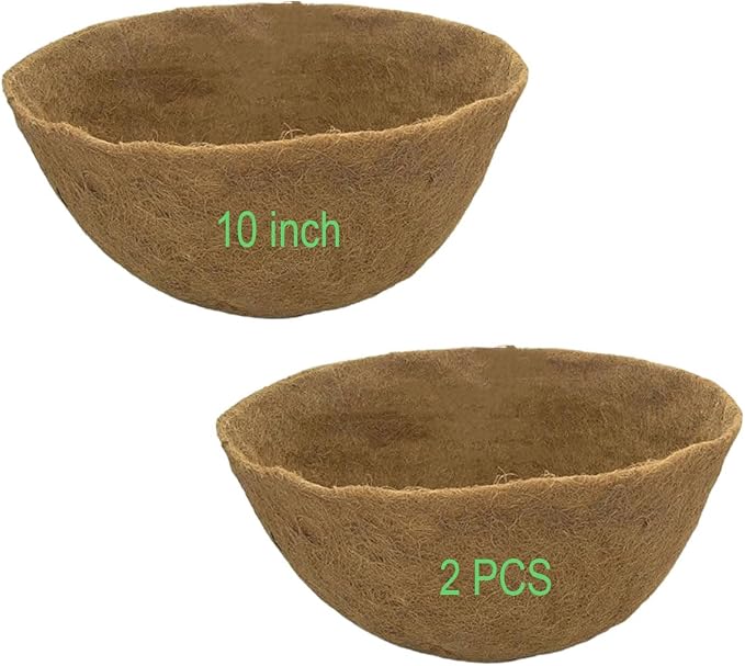 Coco Liners for Planters Round Basket Shaped Coconut Fiber Replacement Liners (2, 10 Inch)