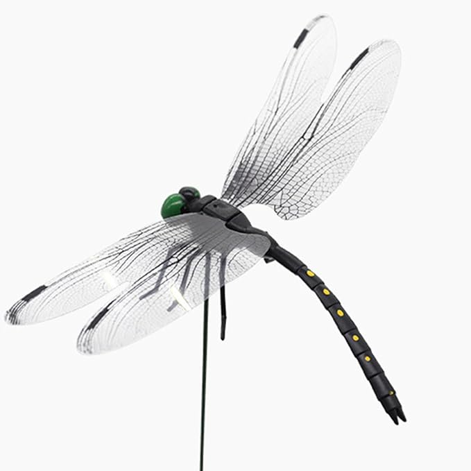 40 Pcs Black 3D Lifelike Dragonfly Clip & Garden Stake, Upgraded Detachable Fake Dragonfly Decor with Flexible PVC Wings, Nature-Inspired Outdoor Comfort Accessory for Hiking Hat, Camping and Patio