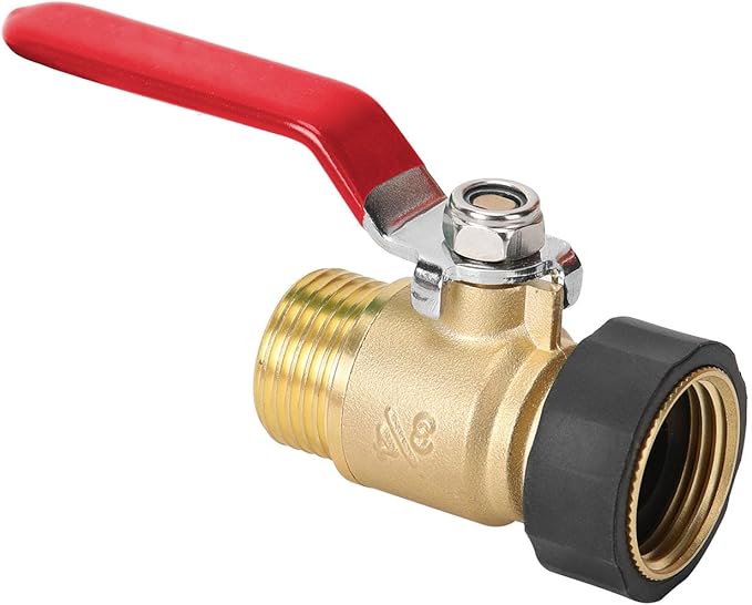 FINEST+ Garden Hose Shut Off Valve, 3/4" GHT Water Hose Shut Turn Off Valve, Heavy Duty Brass Valve Garden Hose Ball Valve With Stainless Steel Long Handle