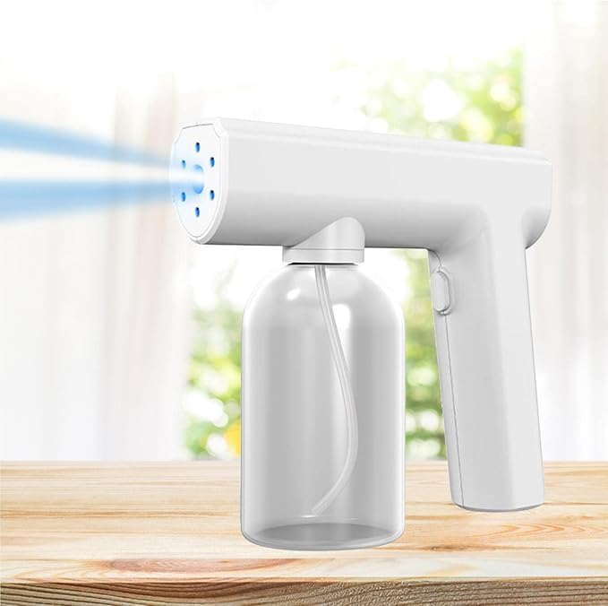 Portable Electric ULV Atomizing Sprayer - Rechargeable Cordless Nano Fogger for Home and Office Dis - 300ml Capacity - White
