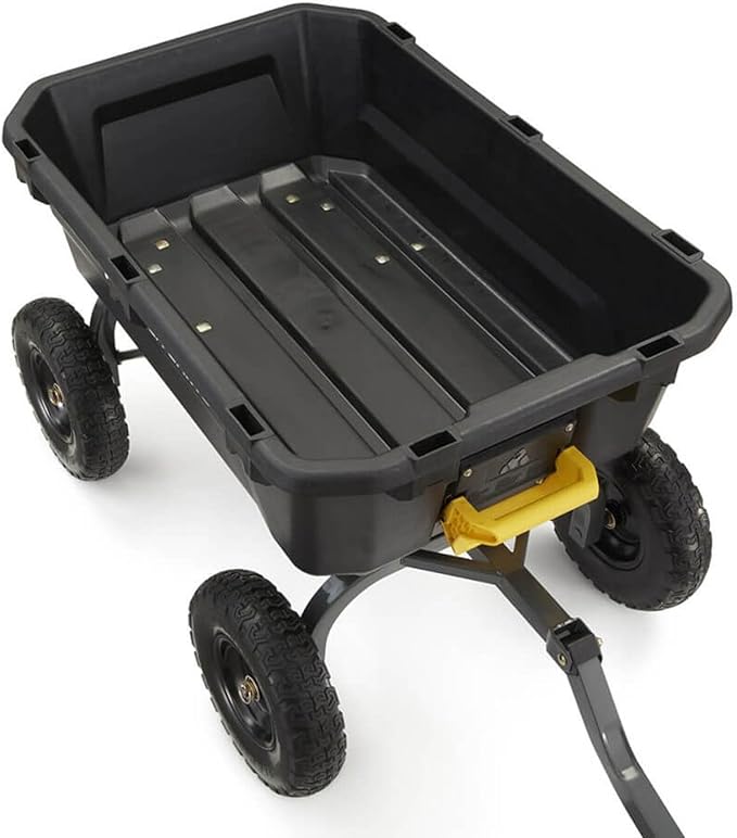 Gorilla Carts 7GCG-NF Heavy-Duty Poly Dump Garden Cart with No-Flat Tires, 7 Cubic Feet, 1200-Pound Capacity, Black, Amazon Exclusive