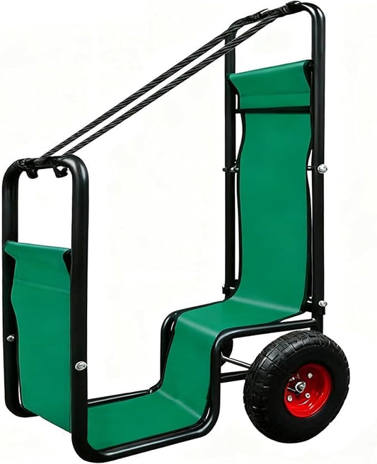 Kapler Firewood Cart with Wheels - Heavy Duty Steel Dolly Hauler & Wear-Resistant PVC Coated Oxford Fabric - 250 LB Capacity for Indoor Outdoor Fireplace Fire Pit Use